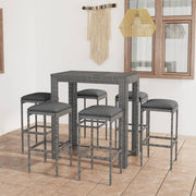 Tuinbarset 7-delig poly rattan grijs