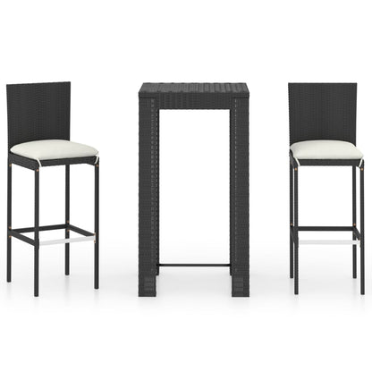 3-Delige Tuinbarset Met Kussens Poly Rattan 2