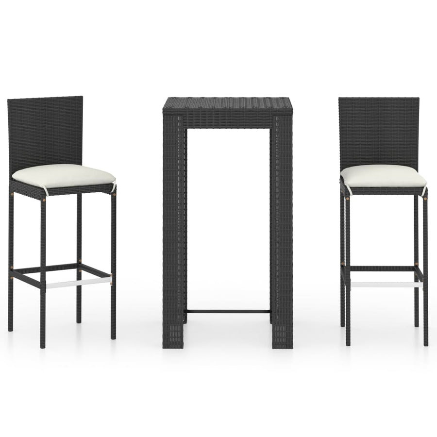 3-Delige Tuinbarset Met Kussens Poly Rattan 2