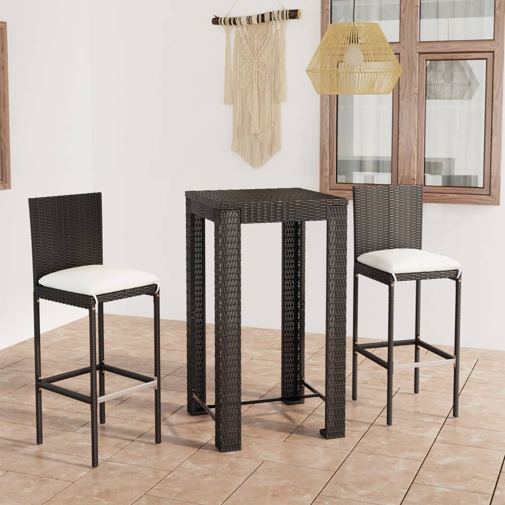 3-Delige Tuinbarset Met Kussens Poly Rattan 2