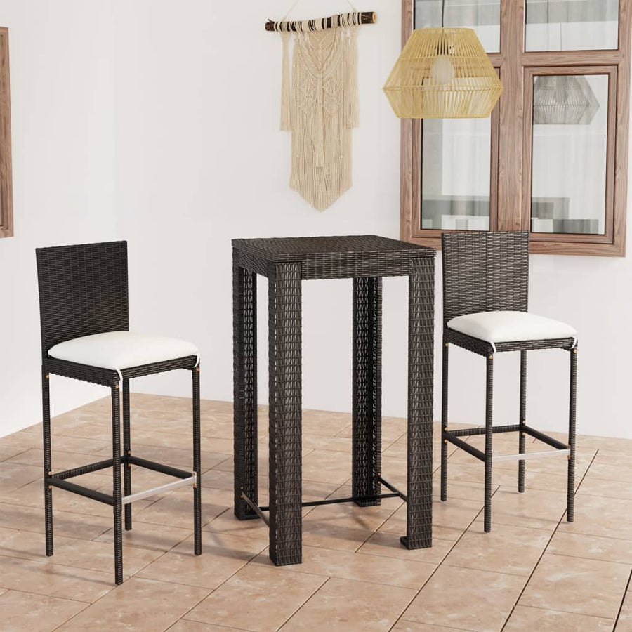 3-Delige Tuinbarset Met Kussens Poly Rattan 2