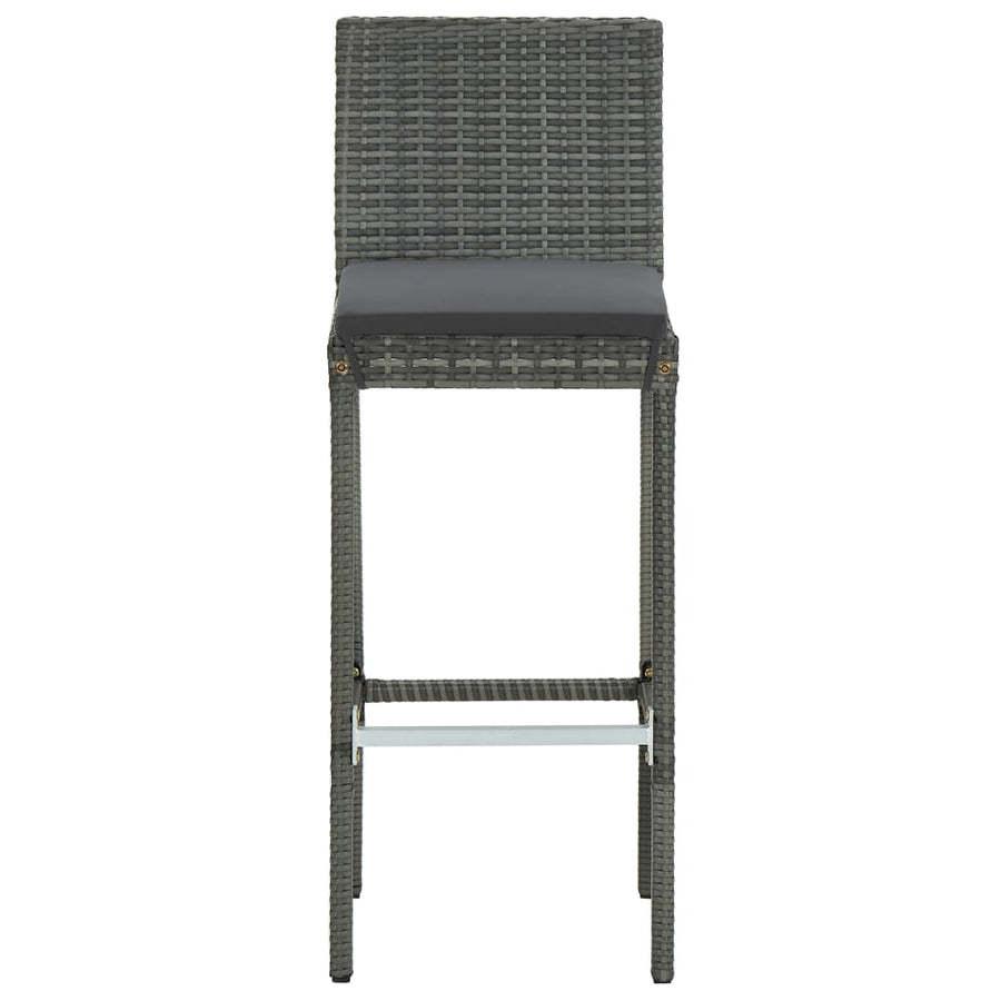 -Delige Tuinbarset Met Kussens Poly Rattan Grijs 5 100 cm tafellengte