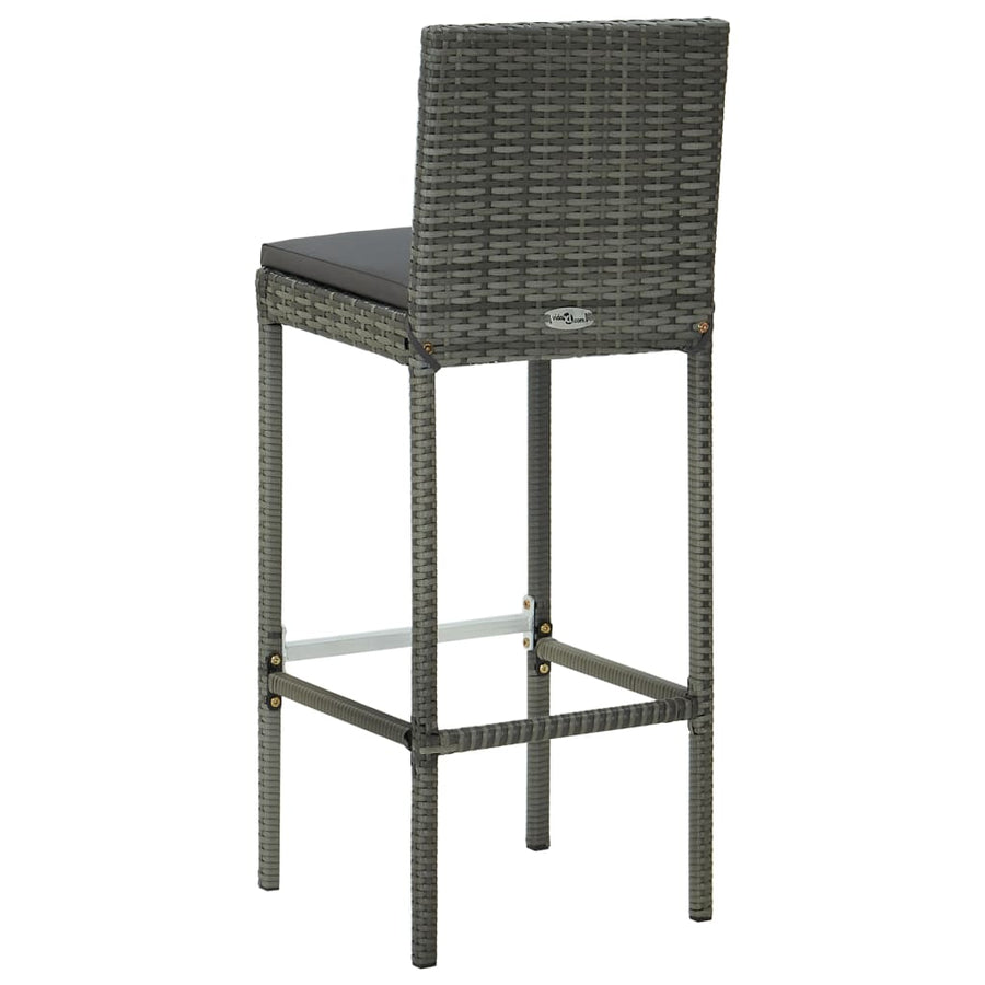 -Delige Tuinbarset Met Kussens Poly Rattan Grijs 5 100 cm tafellengte