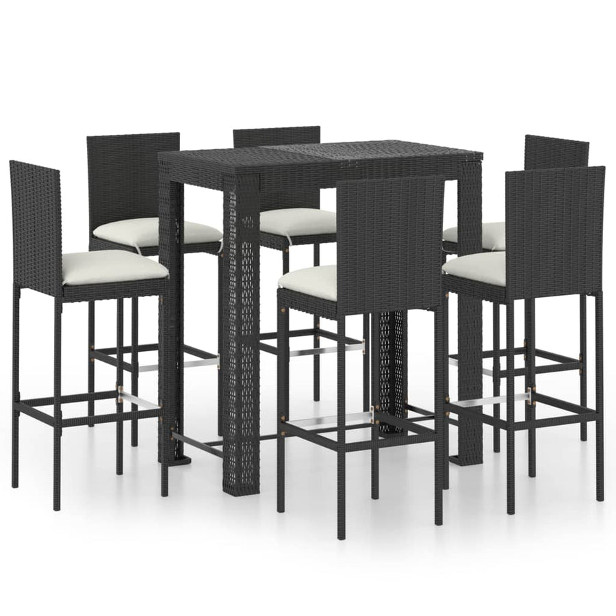 Tuinbarset met kussens poly rattan 7 100 cm tafellengte