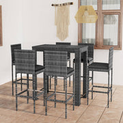 Tuinbarset 7-delig poly rattan grijs met kussens