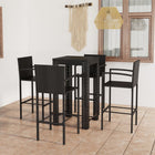 Tuinbarset 5-delig poly rattan zwart