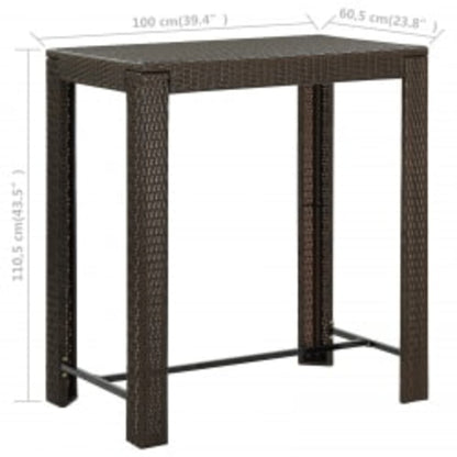 5-Delige Tuinbarset Met Armleuningen Poly Rattan Bruin