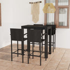 Tuinbarset 5-delig poly rattan zwart