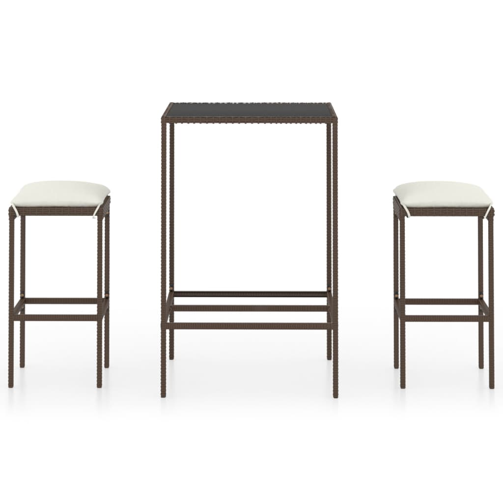 -Delige Tuinbarset Met Kussens Poly Rattan 3 Bruin