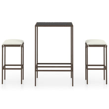 -Delige Tuinbarset Met Kussens Poly Rattan 3 Bruin