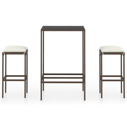 -Delige Tuinbarset Met Kussens Poly Rattan 3 Bruin