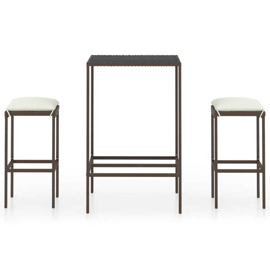 -Delige Tuinbarset Met Kussens Poly Rattan 3 Bruin