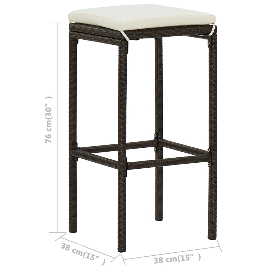 -Delige Tuinbarset Met Kussens Poly Rattan 3 Bruin