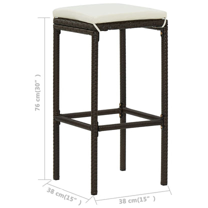 -Delige Tuinbarset Met Kussens Poly Rattan 3 Bruin