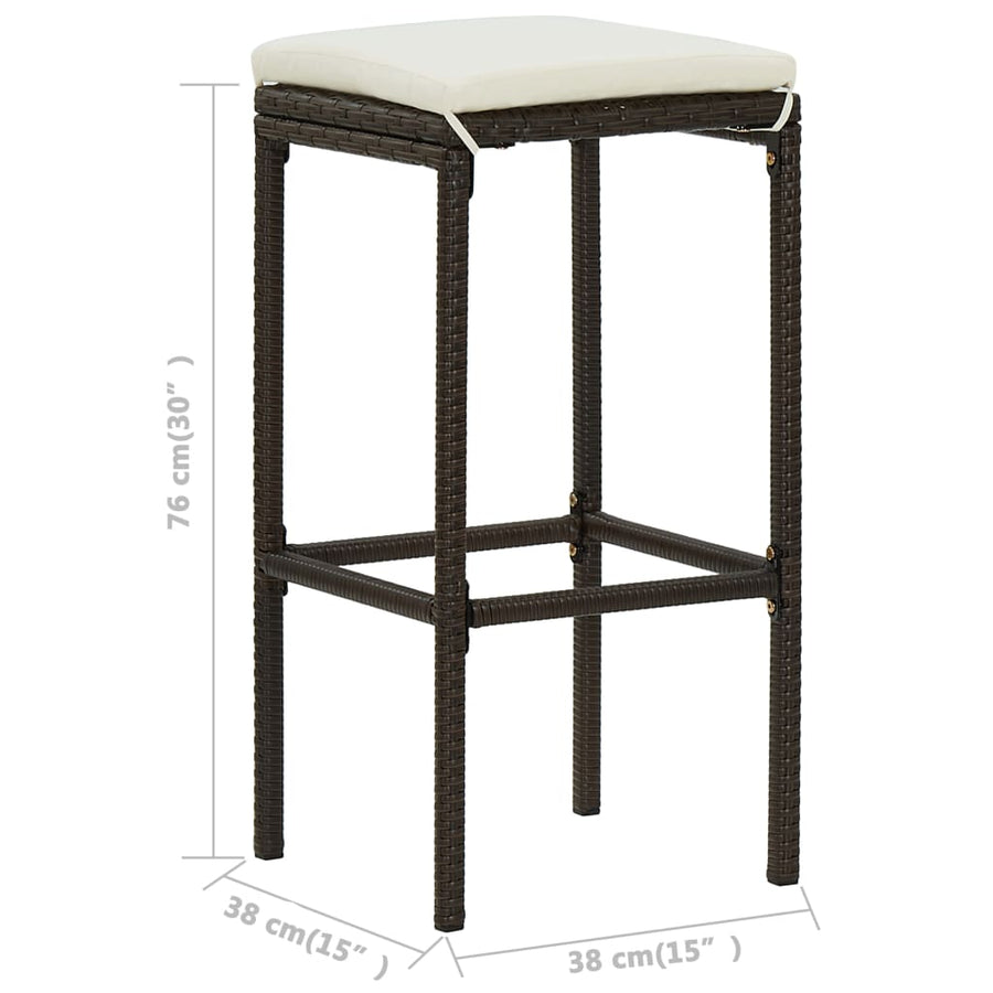 -Delige Tuinbarset Met Kussens Poly Rattan 3 Bruin