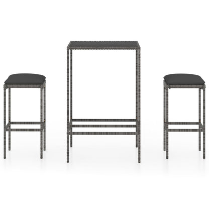 -Delige Tuinbarset Met Kussens Poly Rattan 3 Grijs