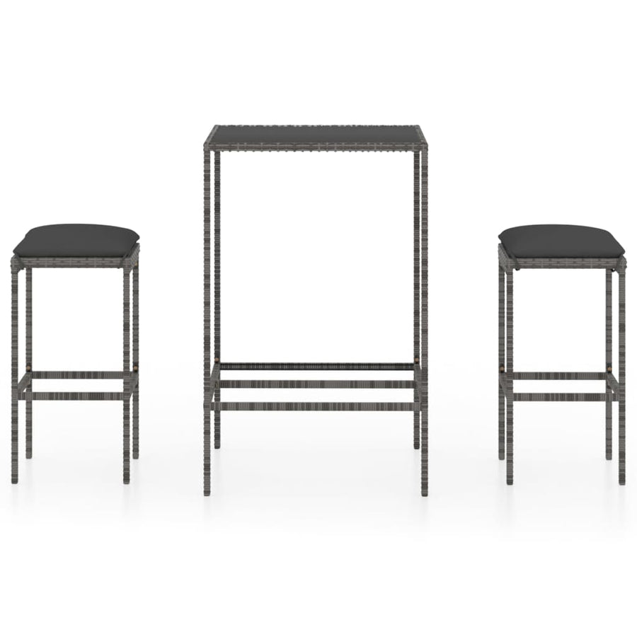 -Delige Tuinbarset Met Kussens Poly Rattan 3 Grijs