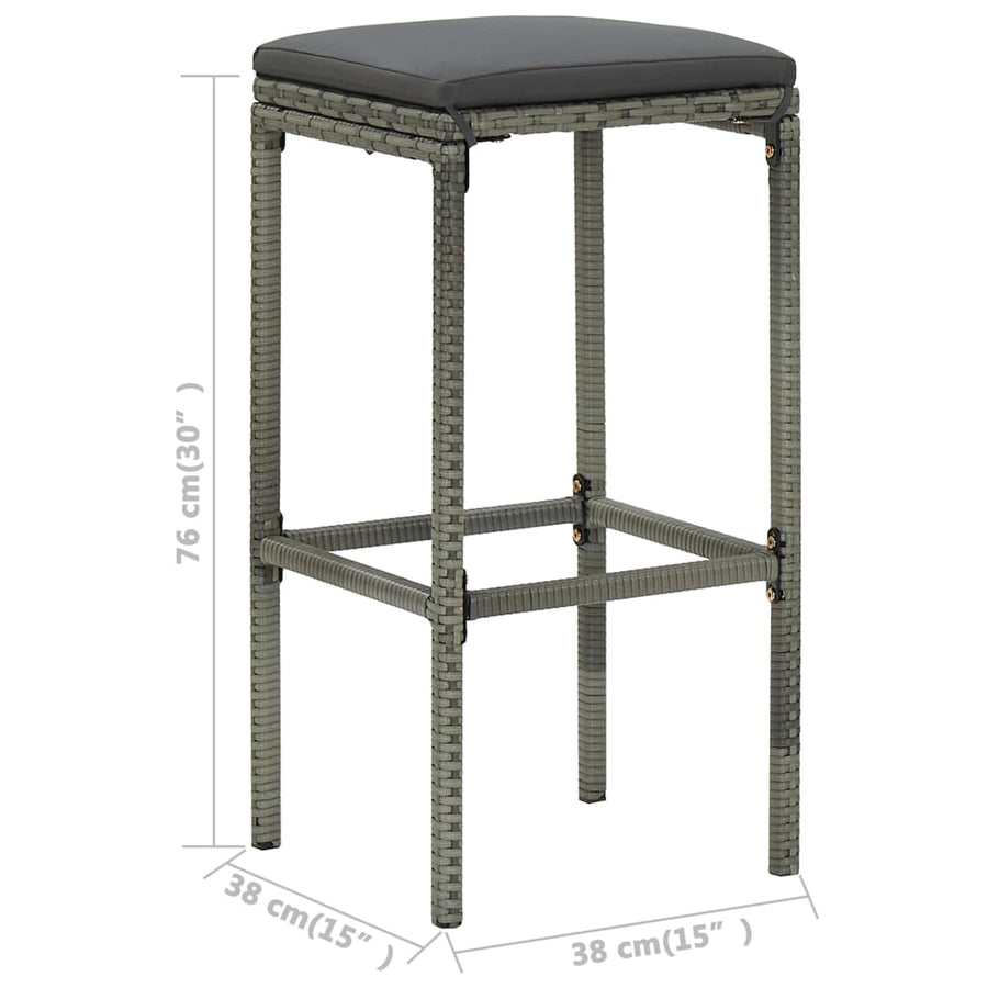 -Delige Tuinbarset Met Kussens Poly Rattan 3 Grijs