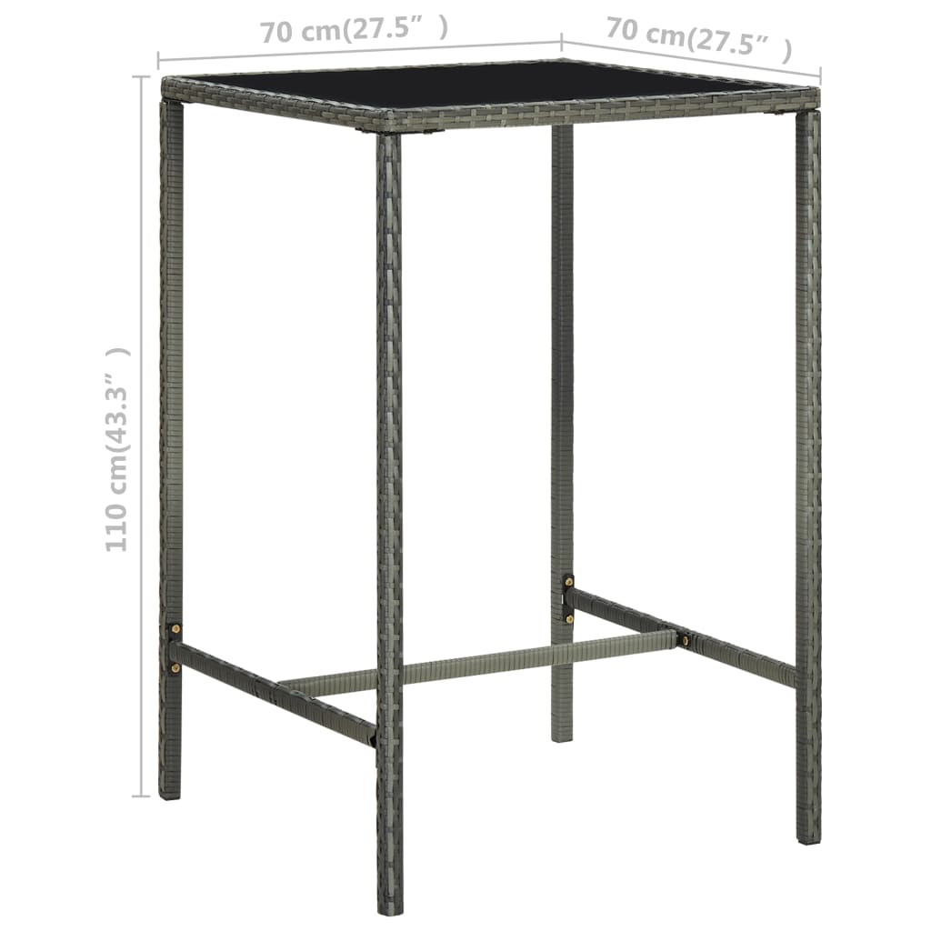 -Delige Tuinbarset Met Kussens Poly Rattan 3 Grijs