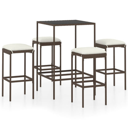 -Delige Tuinbarset Met Kussens Poly Rattan 5 Bruin