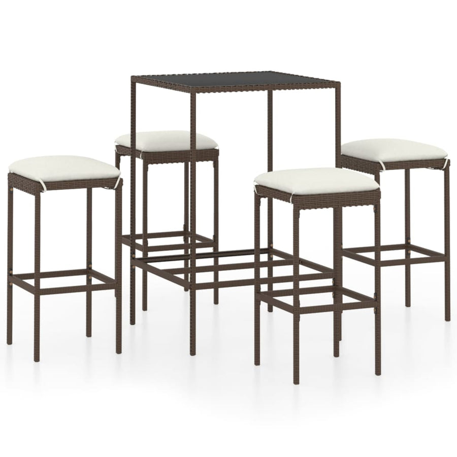 -Delige Tuinbarset Met Kussens Poly Rattan 5 Bruin