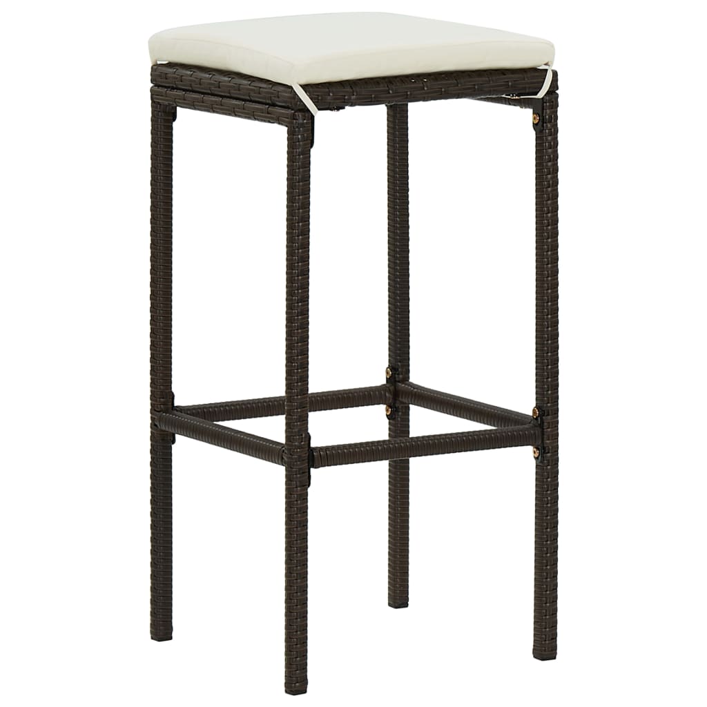 -Delige Tuinbarset Met Kussens Poly Rattan 5 Bruin