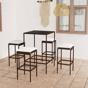 Tuinbarset 5-delig poly rattan bruin