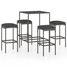 -Delige Tuinbarset Met Kussens Poly Rattan 5 Grijs