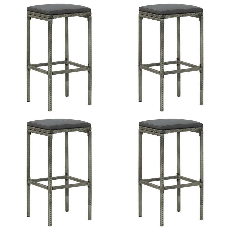 -Delige Tuinbarset Met Kussens Poly Rattan 5 Grijs