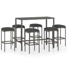 -Delige Tuinbarset Met Kussens Poly Rattan 7 Grijs
