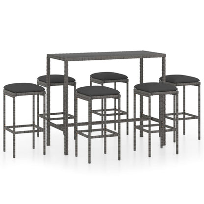 -Delige Tuinbarset Met Kussens Poly Rattan 7 Grijs
