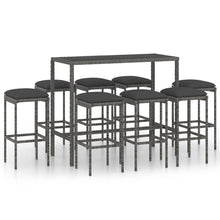 -Delige Tuinbarset Met Kussens Poly Rattan 9 Grijs