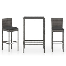 -Delige Tuinbarset Met Kussens Poly Rattan 3 70 cm tafellengte Grijs