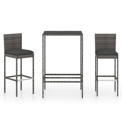 -Delige Tuinbarset Met Kussens Poly Rattan 3 70 cm tafellengte Grijs