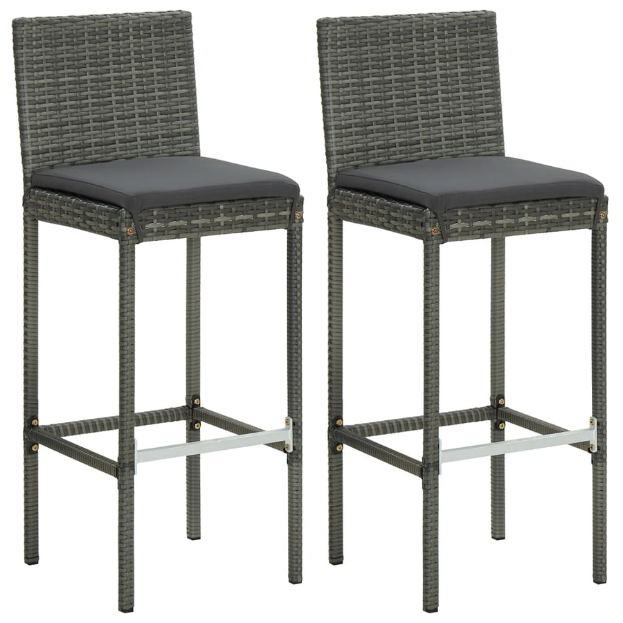 -Delige Tuinbarset Met Kussens Poly Rattan 3 70 cm tafellengte Grijs