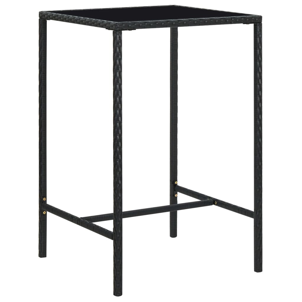 -Delige Tuinbarset Met Kussens Poly Rattan 5 70 cm tafellengte Zwart