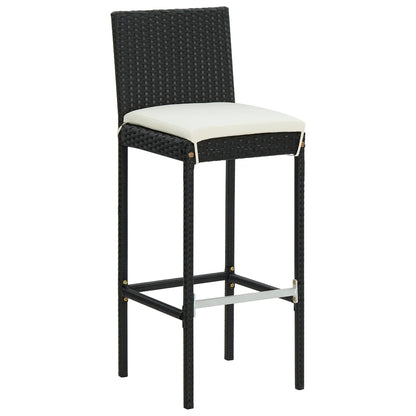 -Delige Tuinbarset Met Kussens Poly Rattan 5 70 cm tafellengte Zwart