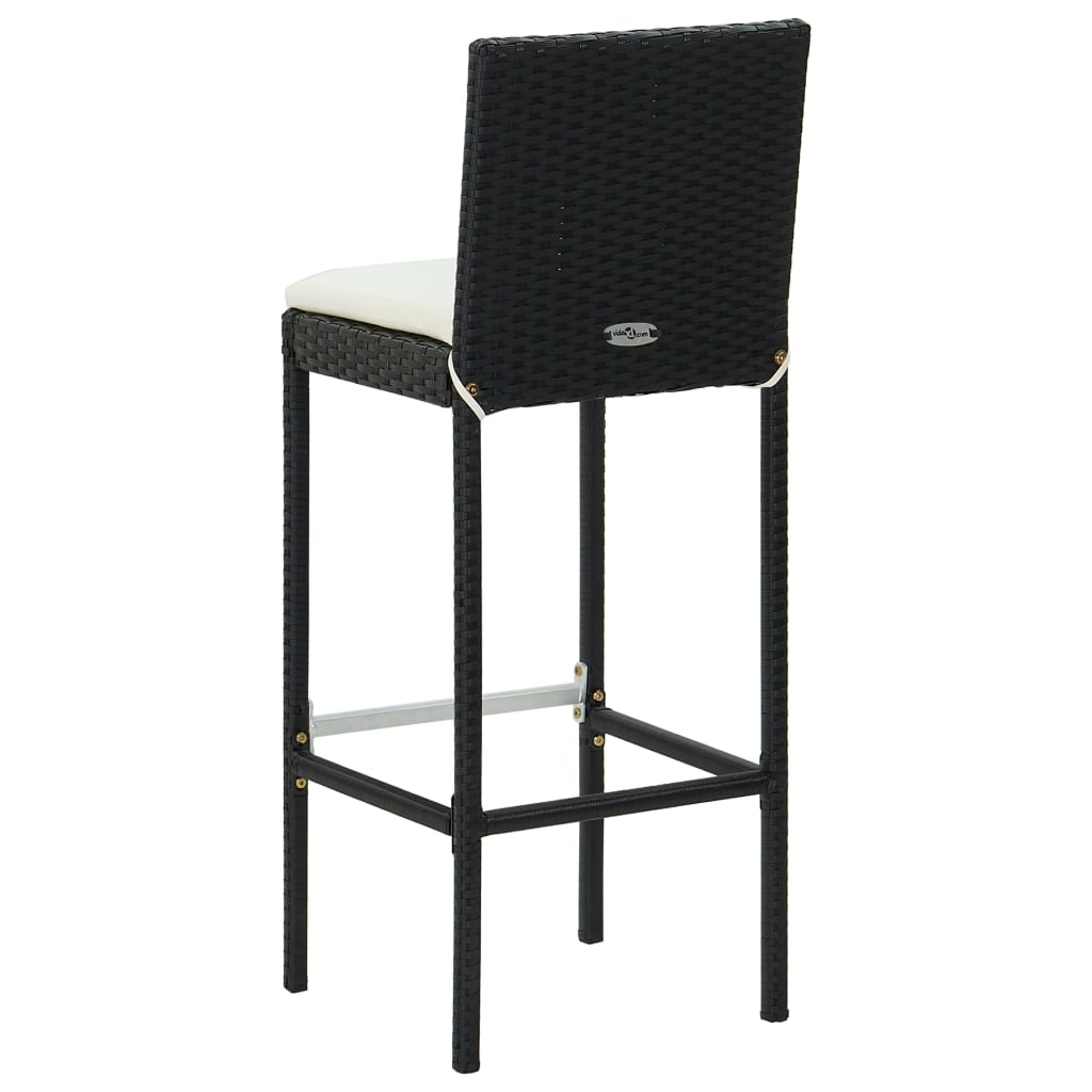 -Delige Tuinbarset Met Kussens Poly Rattan 5 70 cm tafellengte Zwart