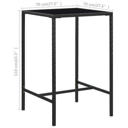 -Delige Tuinbarset Met Kussens Poly Rattan 5 70 cm tafellengte Zwart