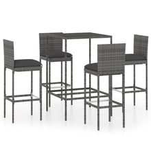-Delige Tuinbarset Met Kussens Poly Rattan 5 70 cm tafellengte Grijs