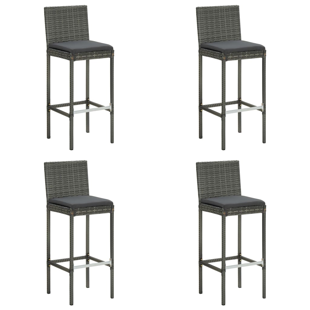 -Delige Tuinbarset Met Kussens Poly Rattan 5 70 cm tafellengte Grijs