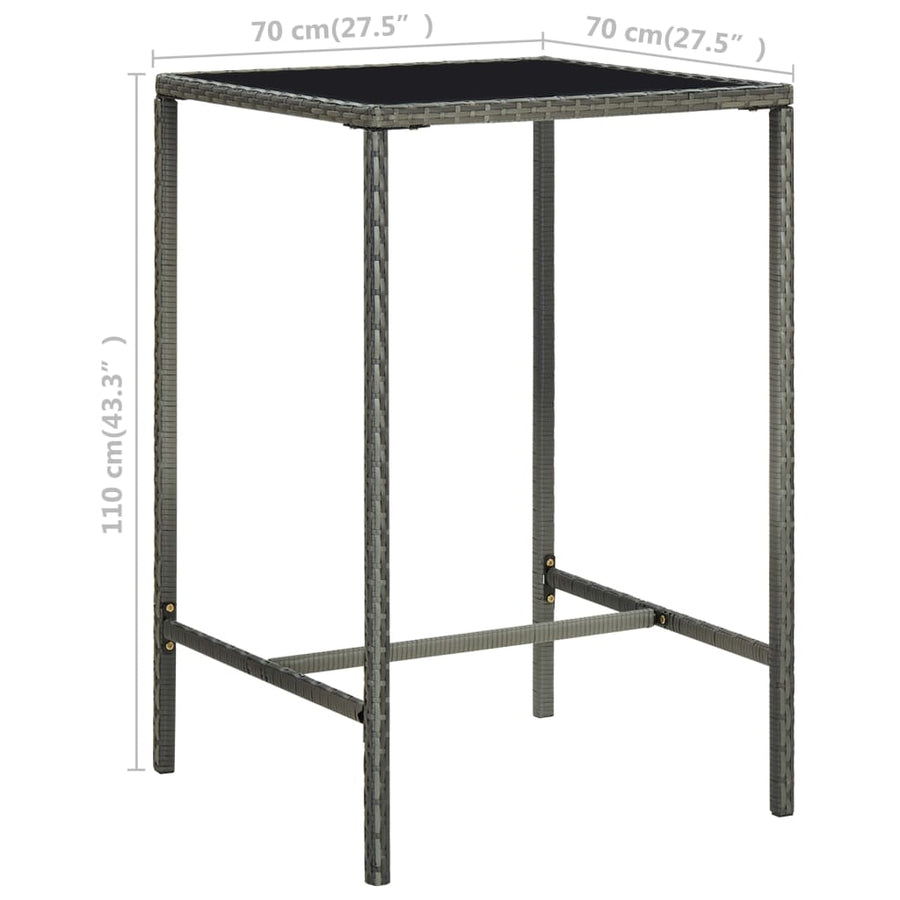 -Delige Tuinbarset Met Kussens Poly Rattan 5 70 cm tafellengte Grijs