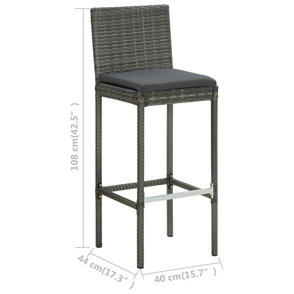 -Delige Tuinbarset Met Kussens Poly Rattan 5 130 cm tafellengte Grijs