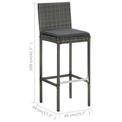 -Delige Tuinbarset Met Kussens Poly Rattan 5 130 cm tafellengte Grijs