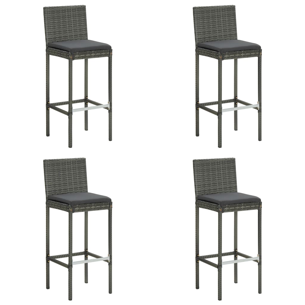 -Delige Tuinbarset Met Kussens Poly Rattan 5 130 cm tafellengte Grijs