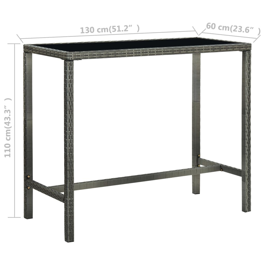 -Delige Tuinbarset Met Kussens Poly Rattan 5 130 cm tafellengte Grijs