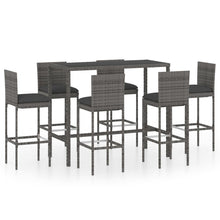 -Delige Tuinbarset Met Kussens Poly Rattan 7 130 cm tafellengte Grijs
