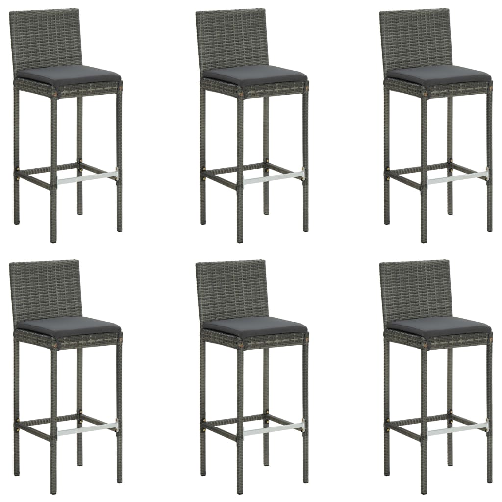 -Delige Tuinbarset Met Kussens Poly Rattan 7 130 cm tafellengte Grijs