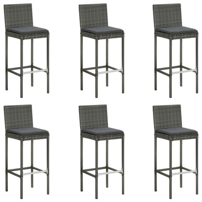-Delige Tuinbarset Met Kussens Poly Rattan 7 130 cm tafellengte Grijs