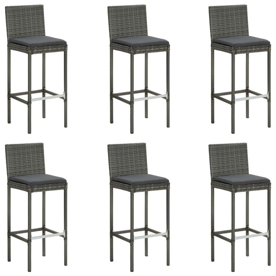 -Delige Tuinbarset Met Kussens Poly Rattan 7 130 cm tafellengte Grijs